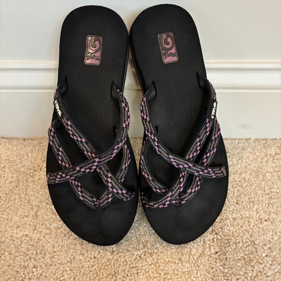 Teva Women's Olowahu Purple Black Gray Flip-Flop Sandal Size 7 - Picture 2 of 15